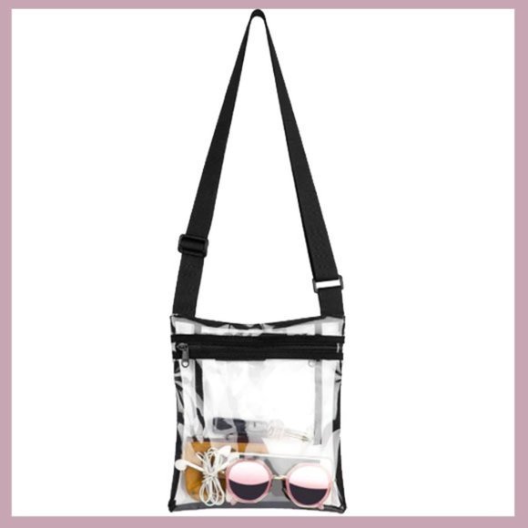 Clear Crossbody Purse Tote Bag With Inner Pocket & Adjustable Strap for Events - Picture 3 of 5